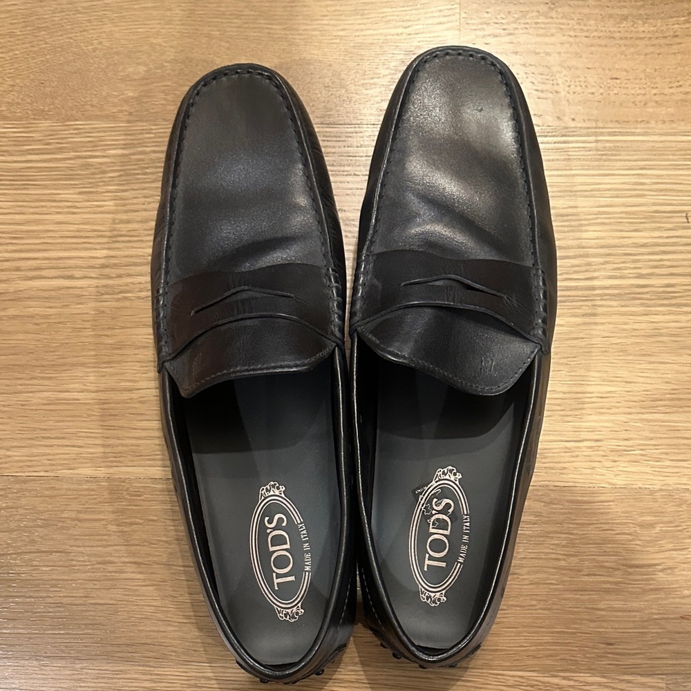 TOD'S Black Leather Men's Loafers